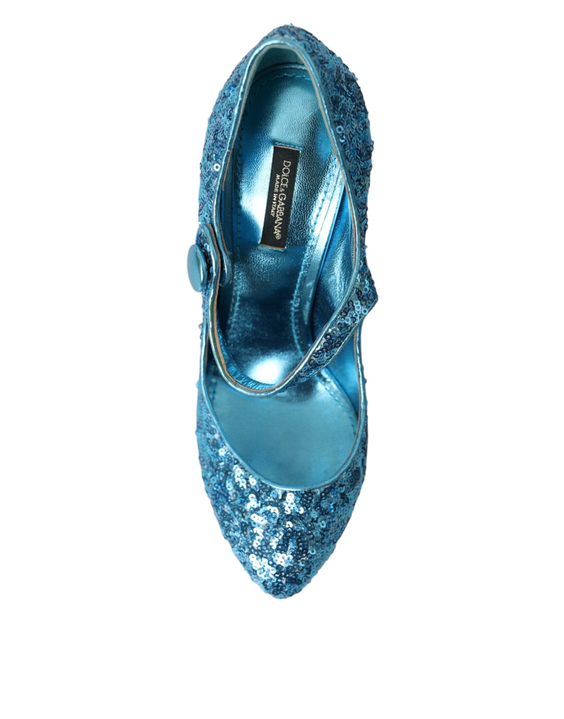 Dolce & Gabbana Blue Sequin Mary Jane Pumps High Heels Shoes | Fashionsarah.com