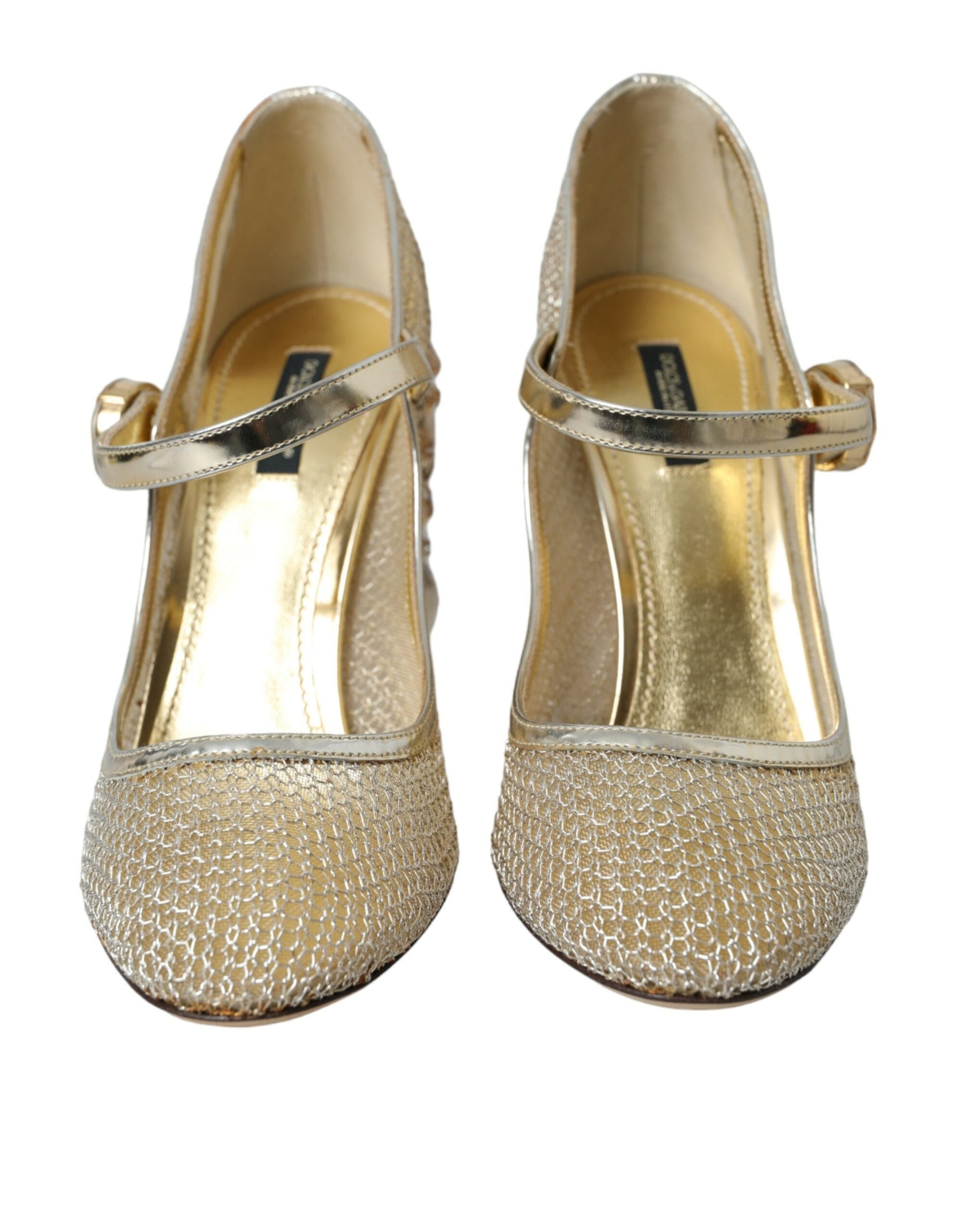 Dolce & Gabbana Gold Mesh Crystal Mary Jane Pumps Heels Shoes | Fashionsarah.com