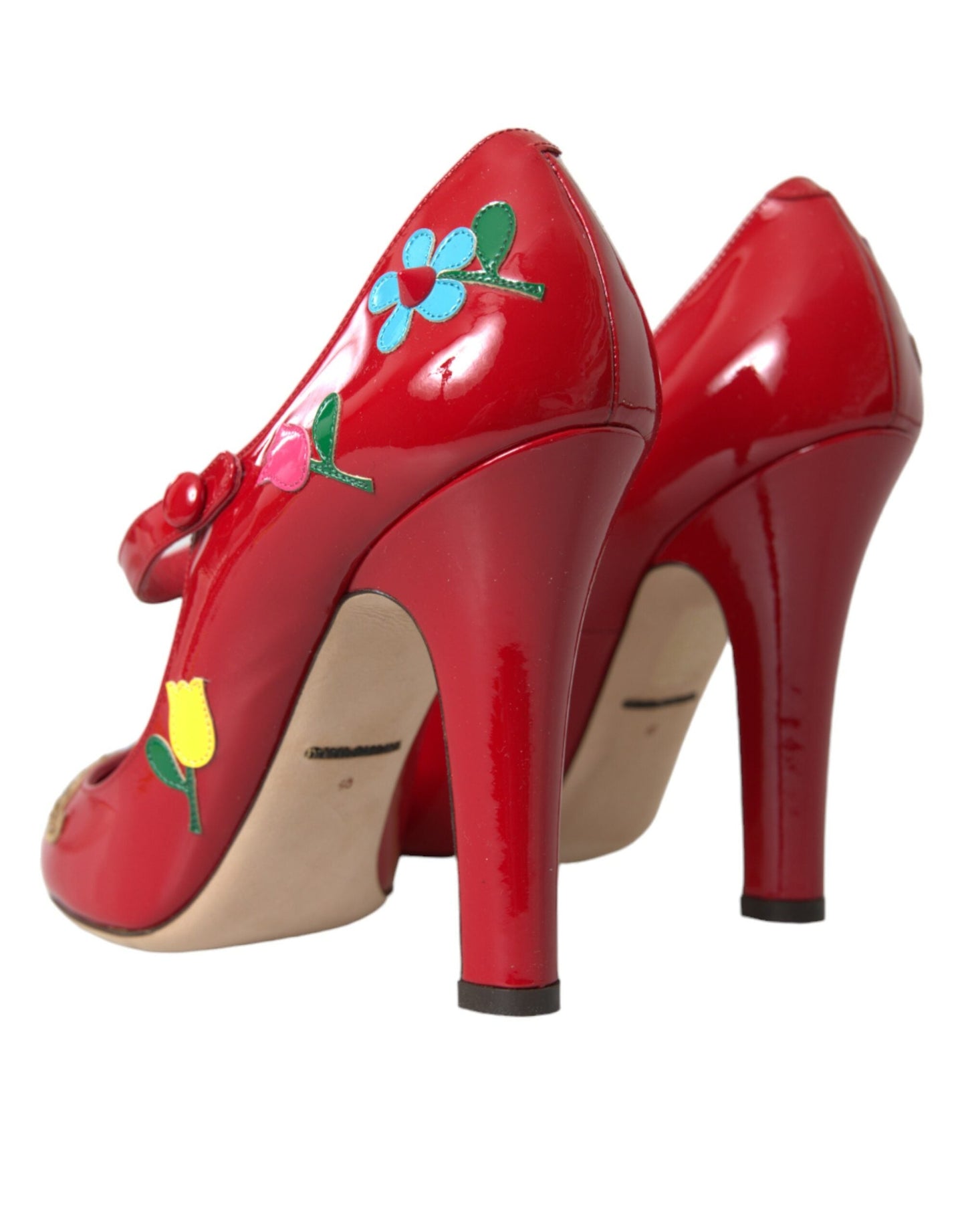 Dolce & Gabbana Red Leather Embellished Mary Jane Pumps Heels Shoes | Fashionsarah.com