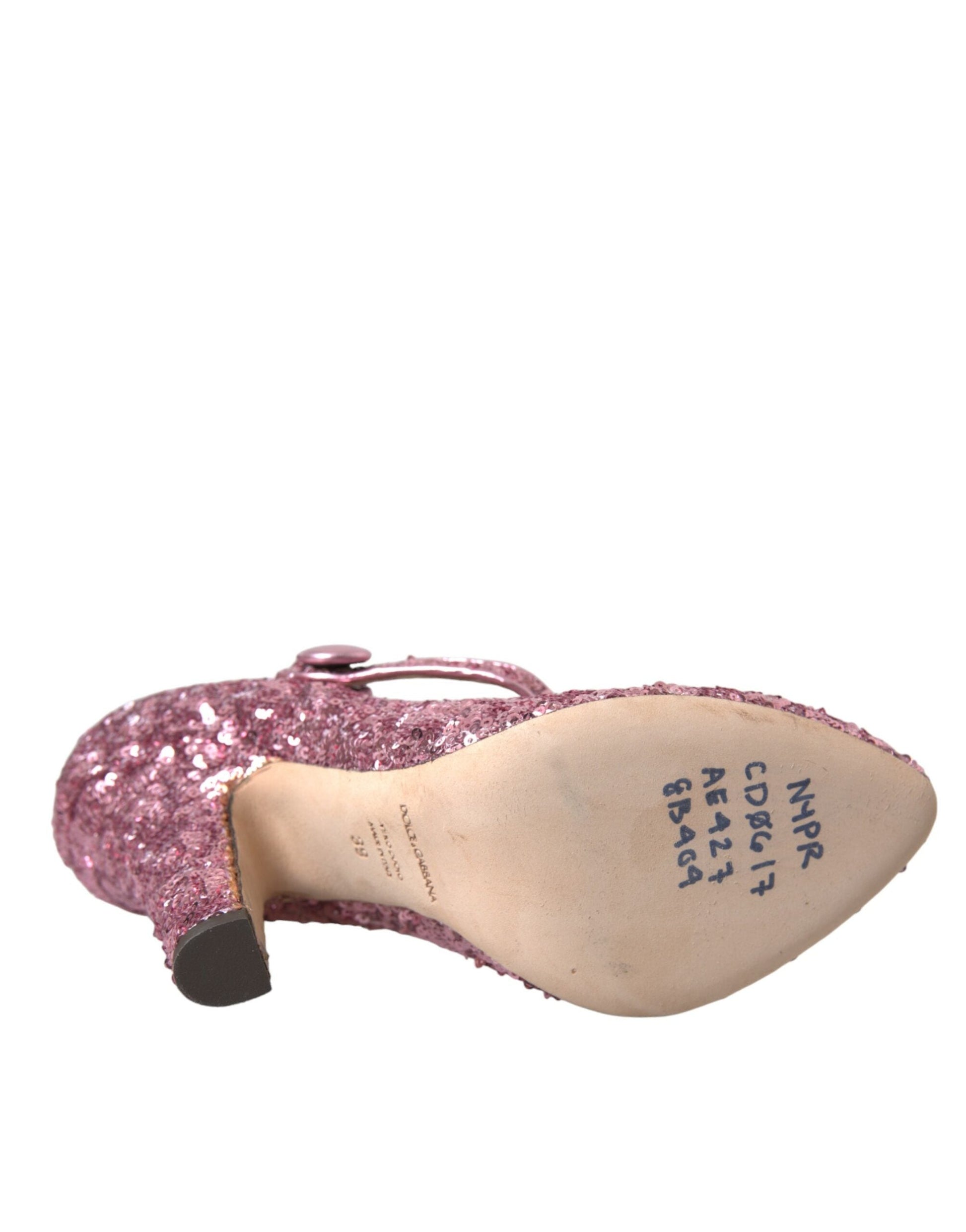 Dolce & Gabbana Pink Sequin Mary Jane Pumps High Heels Shoes | Fashionsarah.com