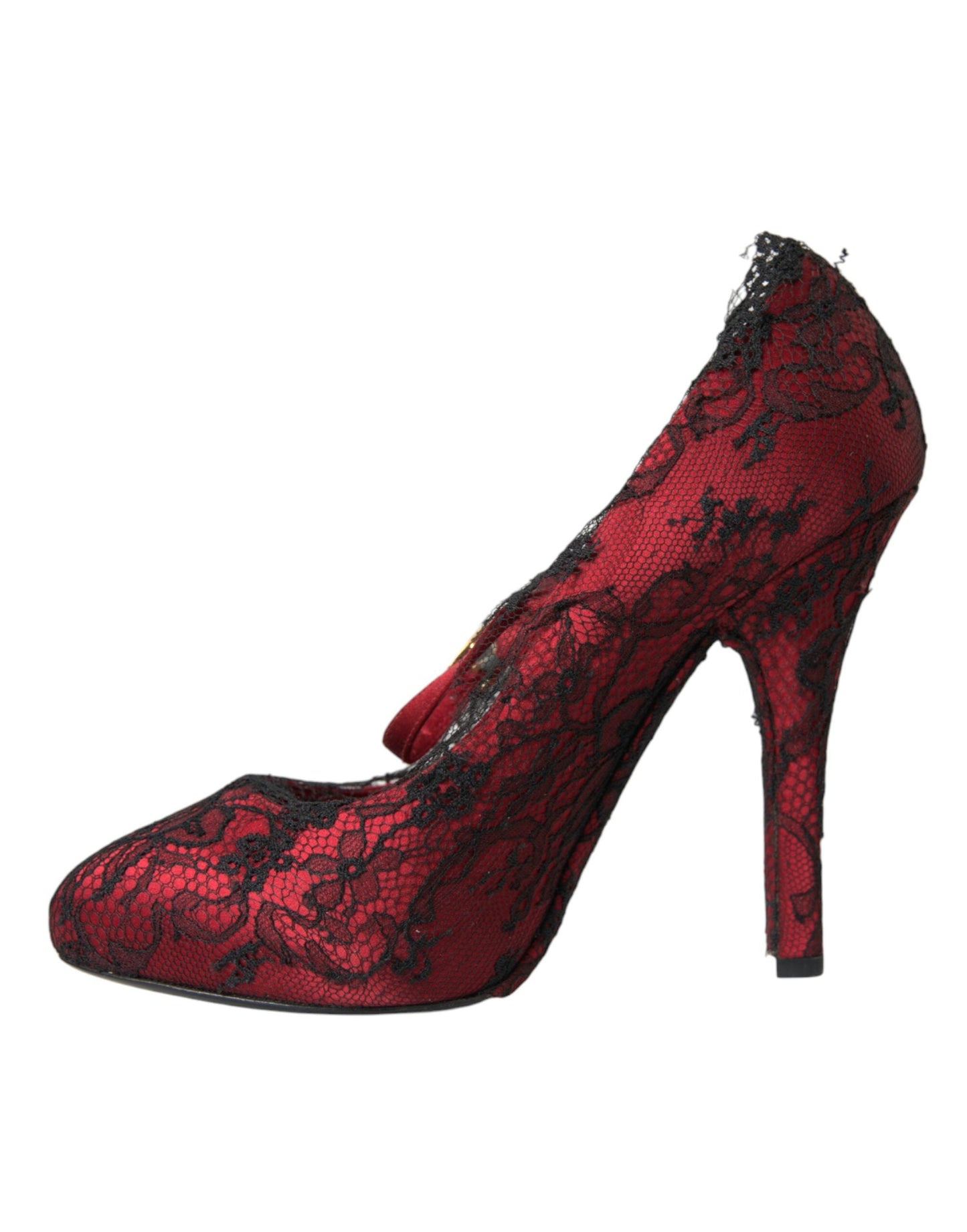 Dolce & Gabbana Red Black Floral Lace Mary Jane Pumps Shoes | Fashionsarah.com