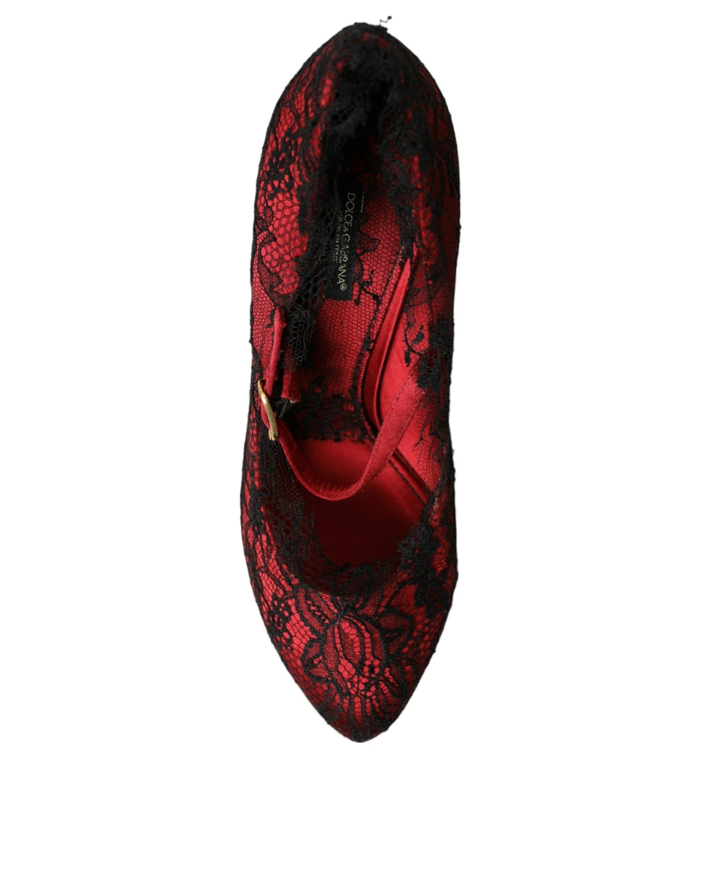 Dolce & Gabbana Red Black Floral Lace Mary Jane Pumps Shoes | Fashionsarah.com