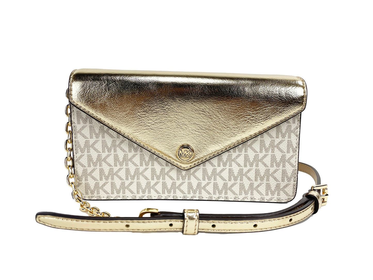 Michael Kors Jet Set Travel Pale Gold Small Flap Clutch Crossbody Bag | Fashionsarah.com