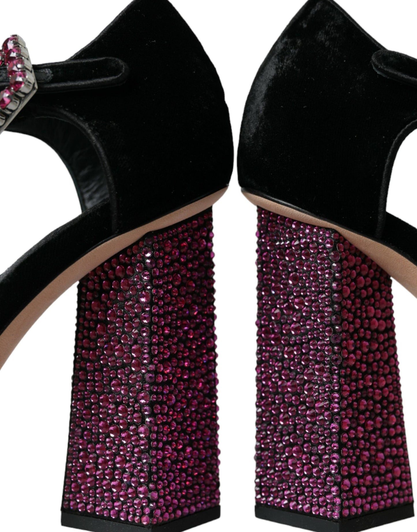 Dolce & Gabbana Black Velvet Strass Crystal Mary Janes Shoes | Fashionsarah.com