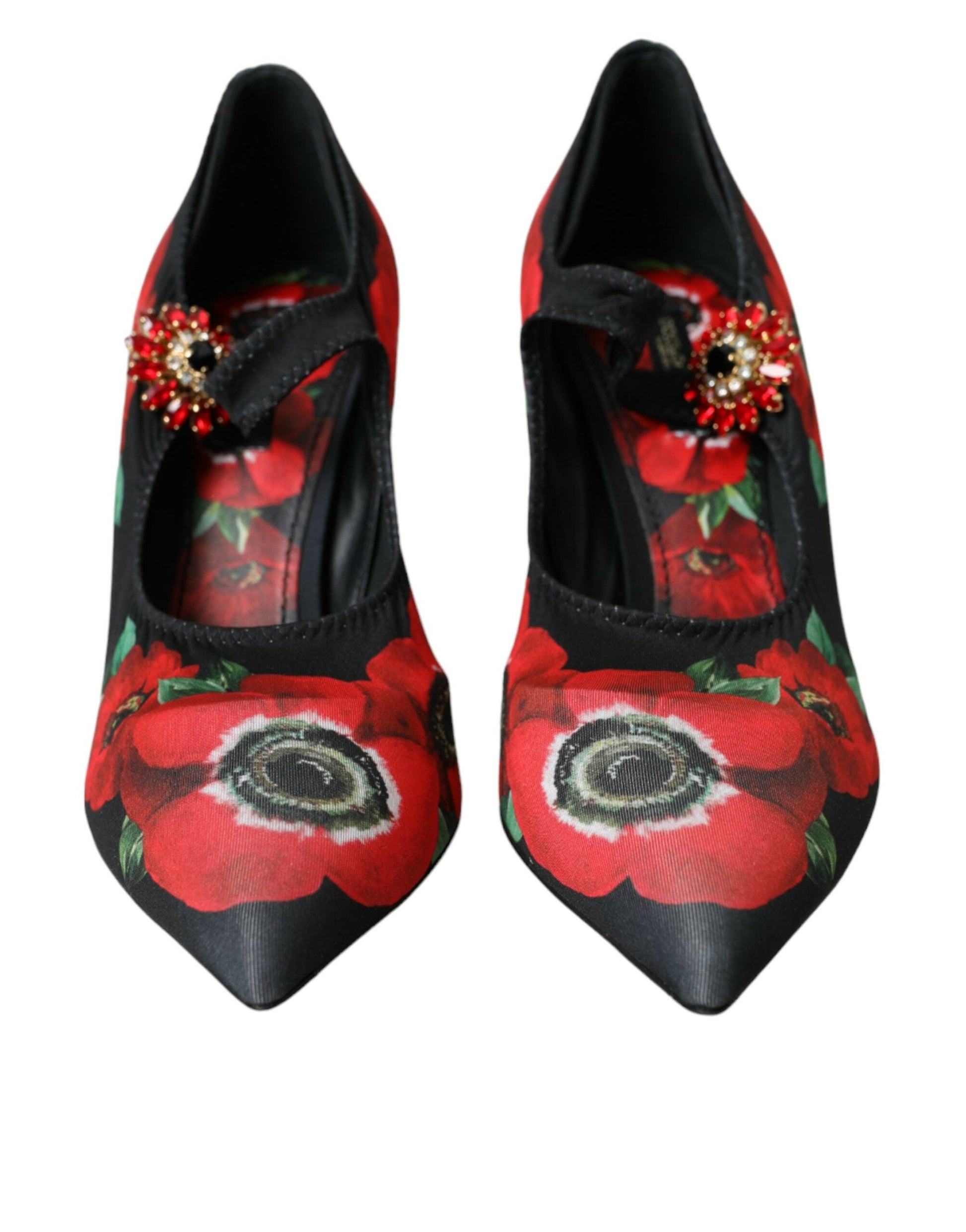 Dolce & Gabbana Black Floral Crystal Mary Jane Pumps Shoes | Fashionsarah.com