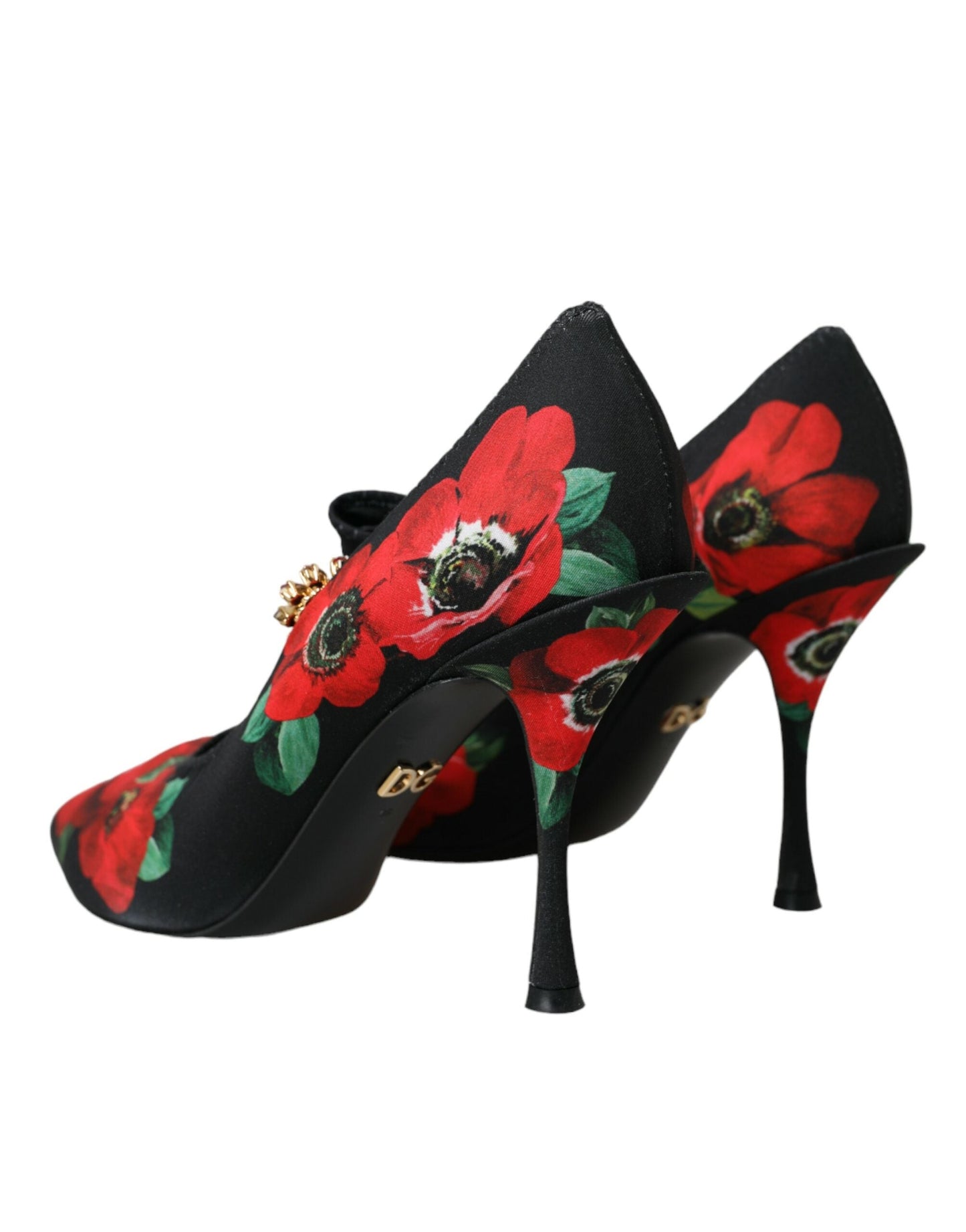 Dolce & Gabbana Black Floral Crystal Mary Jane Pumps Shoes | Fashionsarah.com