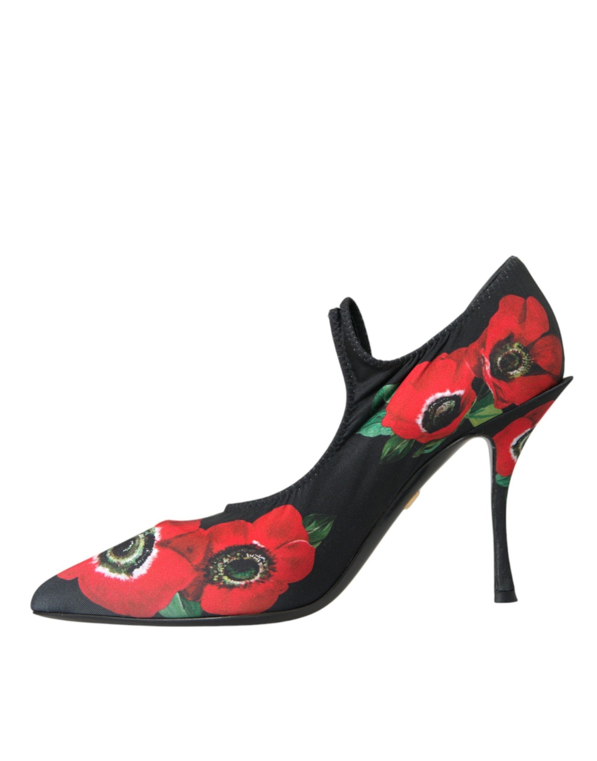 Dolce & Gabbana Black Floral Crystal Mary Jane Pumps Shoes | Fashionsarah.com