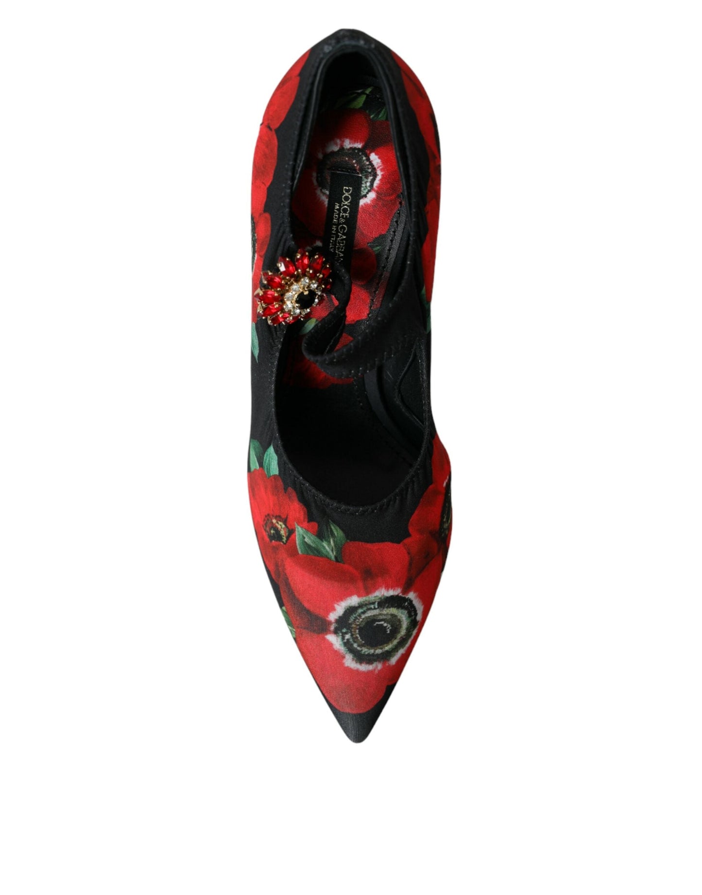 Dolce & Gabbana Black Floral Crystal Mary Jane Pumps Shoes | Fashionsarah.com