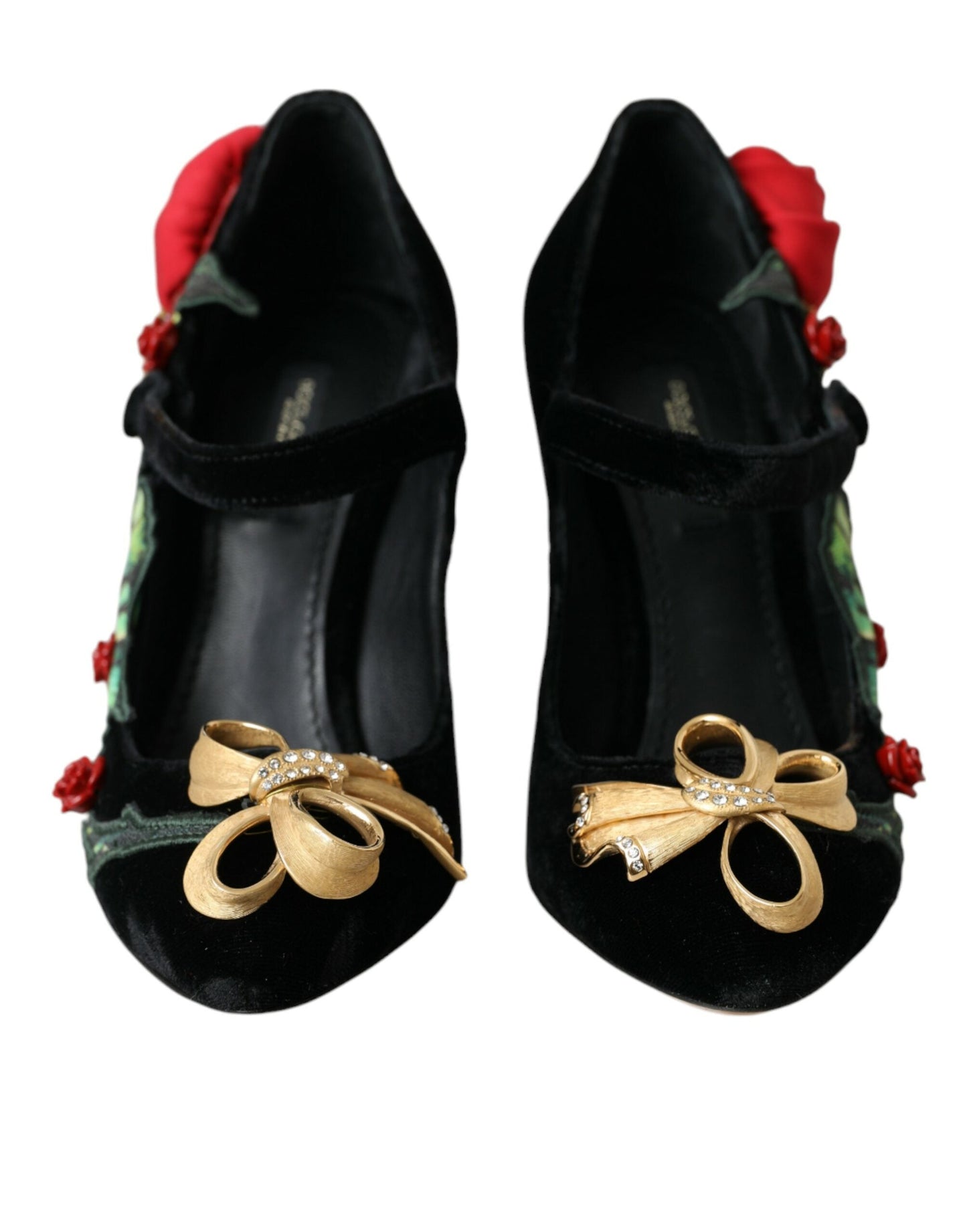 Dolce & Gabbana Black Roses Crystal Brooch Mary Jane Shoes | Fashionsarah.com