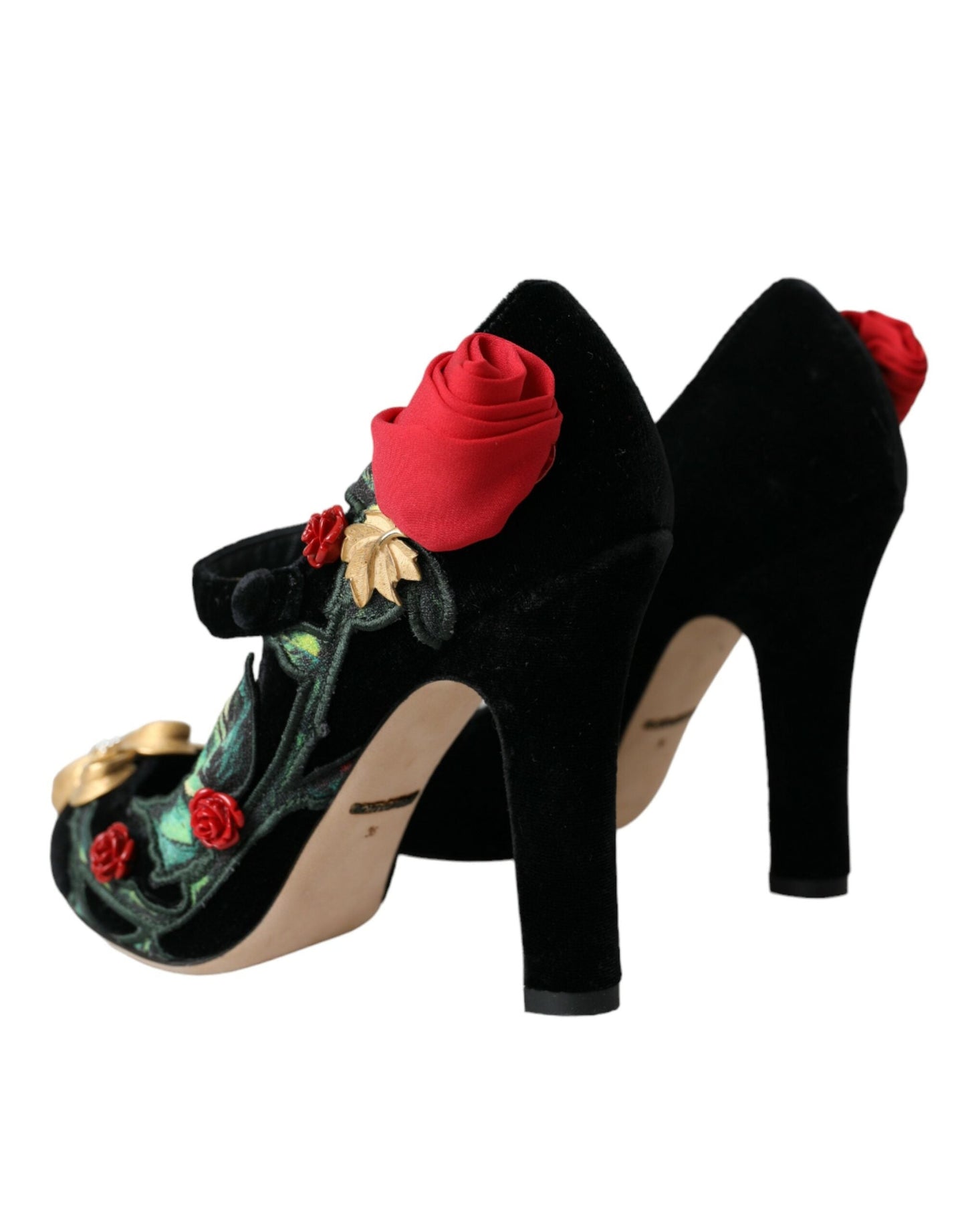 Dolce & Gabbana Black Roses Crystal Brooch Mary Jane Shoes | Fashionsarah.com