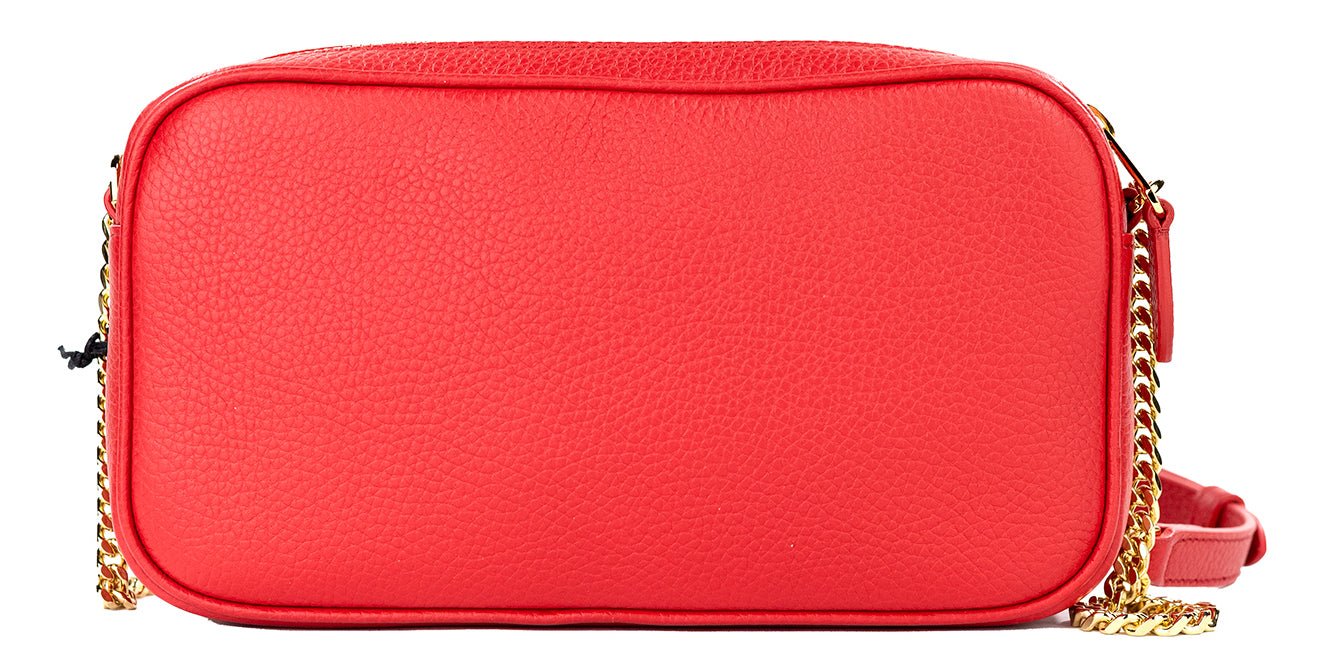 Burberry Small Red Pebbled Leather Elongated Camera Crossbody Bag Purse | Fashionsarah.com