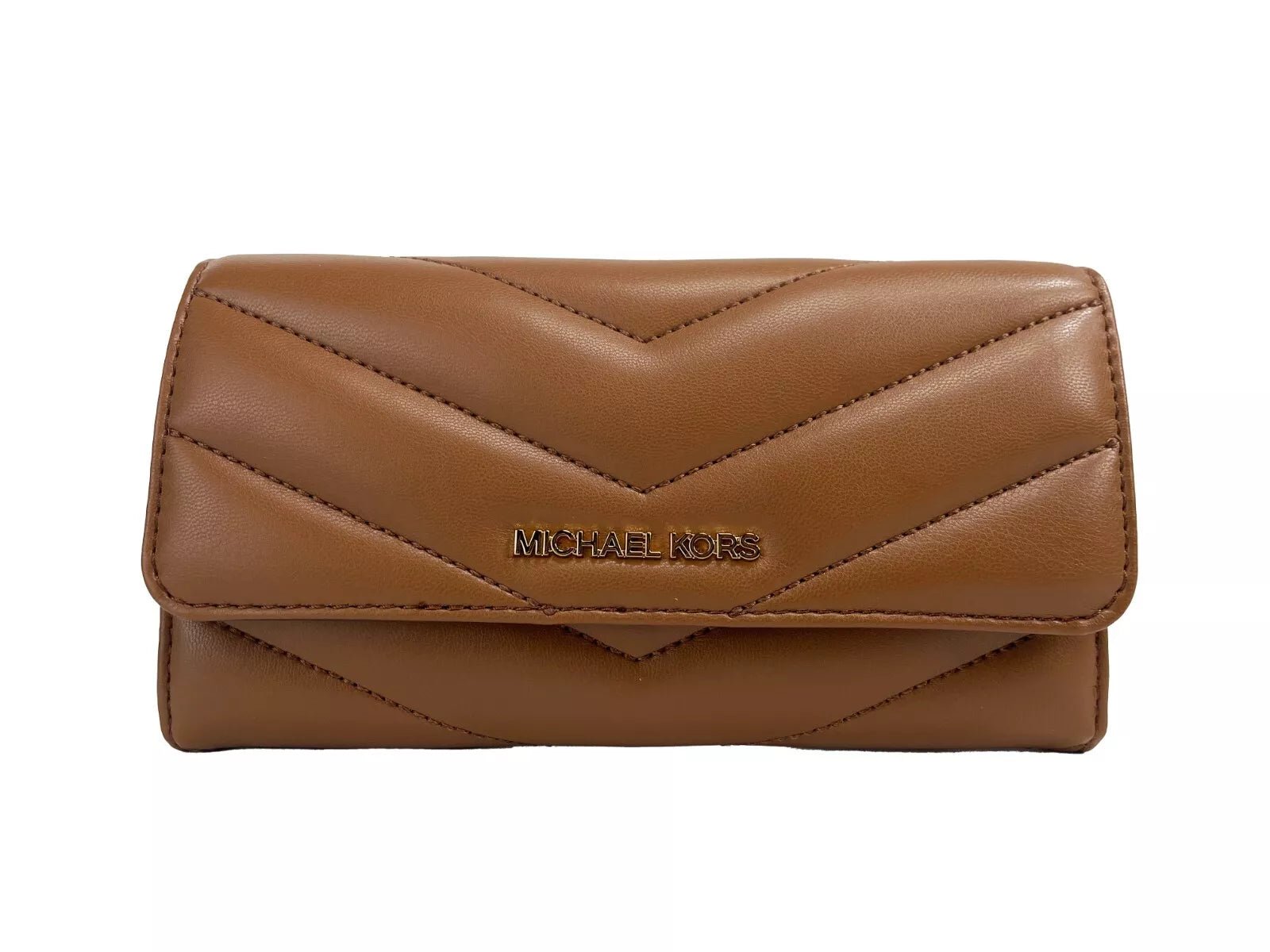 Michael Kors Jet Set Travel Large Quilted Leather Trifold Wallet Brown | Fashionsarah.com