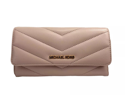 Michael Kors Jet Set Travel Large Quilted Leather Trifold Wallet Powder Blush | Fashionsarah.com