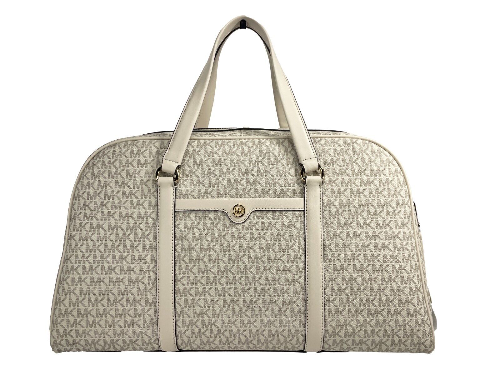 Fashionsarah.com Fashionsarah.com Michael Kors Travel Extra Large Creme PVC Top Zip Weekender Luggage Bag