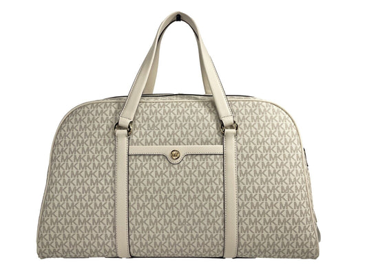 Fashionsarah.com Fashionsarah.com Michael Kors Travel Extra Large Creme PVC Top Zip Weekender Luggage Bag