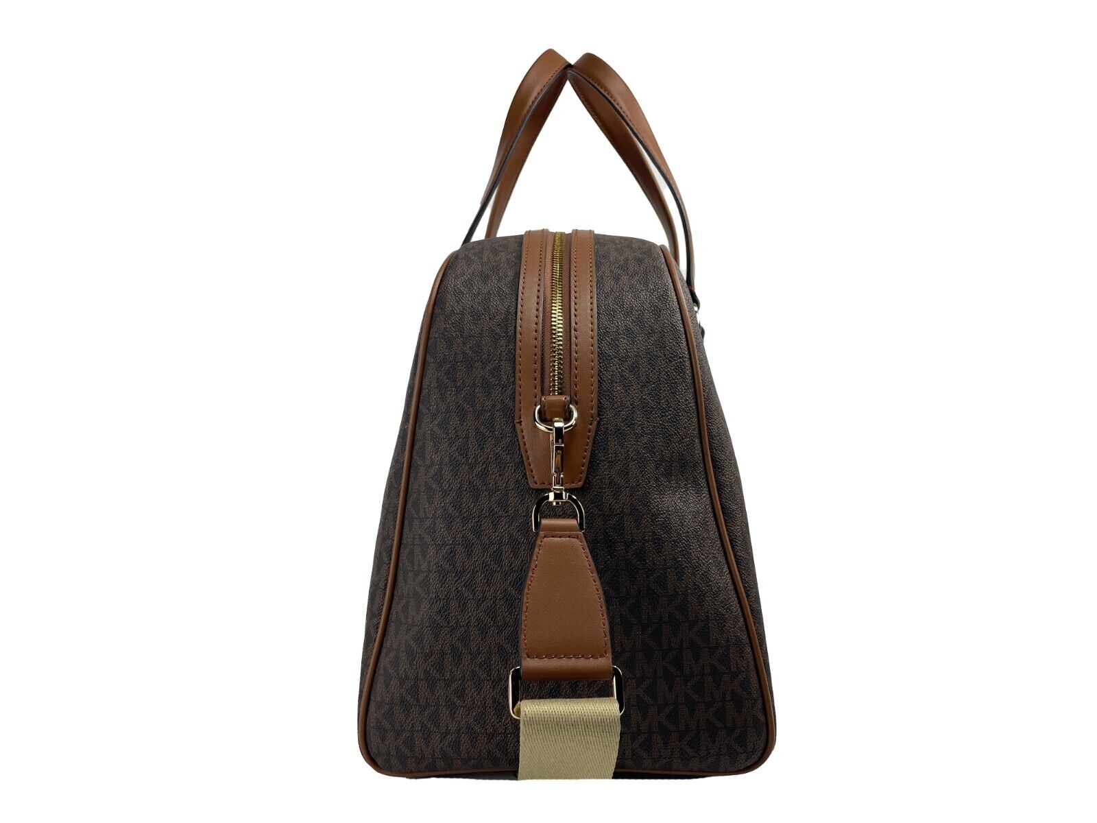 Fashionsarah.com Fashionsarah.com Michael Kors Travel Extra Large Brown PVC Top Zip Weekender Luggage Bag