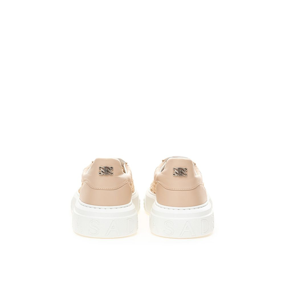 Casadei Chic Beige Leather Women Sneakers | Fashionsarah.com