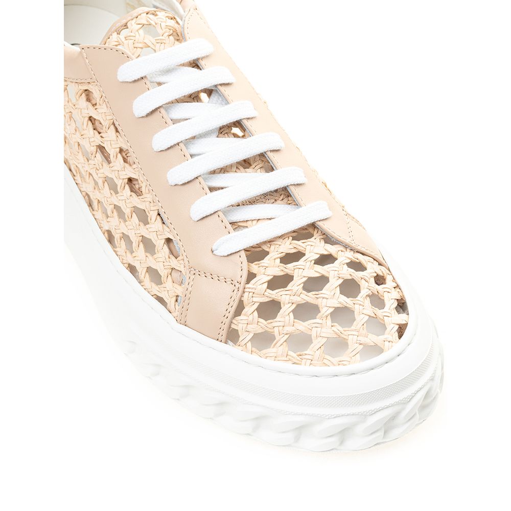 Casadei Chic Beige Leather Women Sneakers | Fashionsarah.com