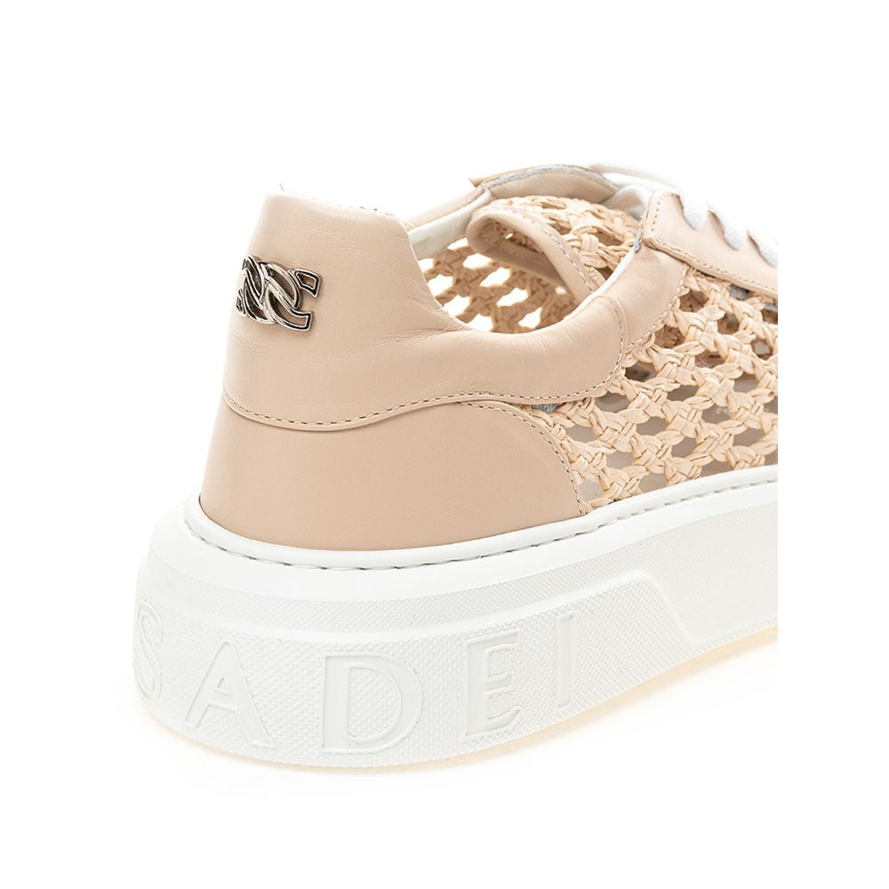 Casadei Chic Beige Leather Women Sneakers | Fashionsarah.com