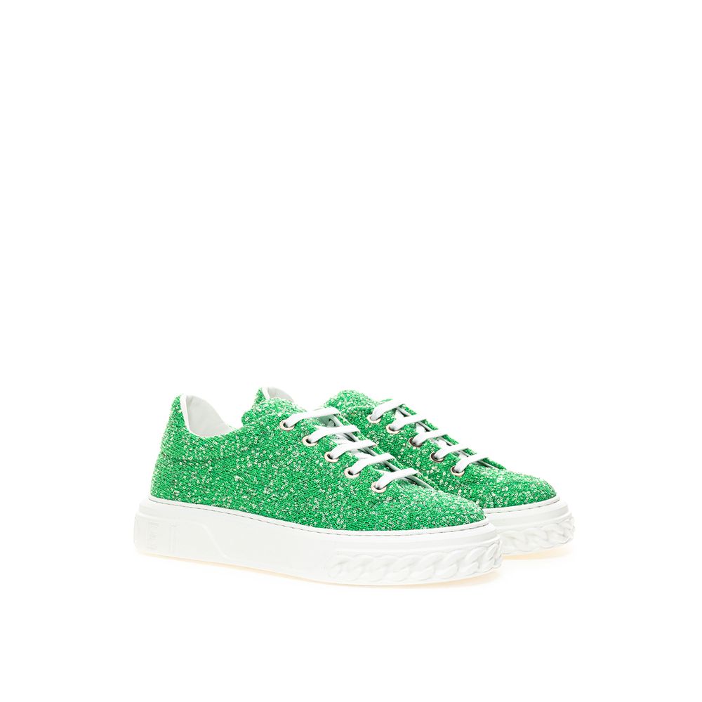 Casadei Elegant Green Leather Women Sneakers | Fashionsarah.com