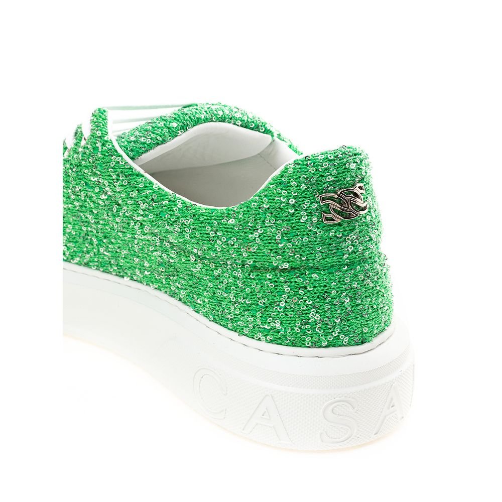 Casadei Elegant Green Leather Women Sneakers | Fashionsarah.com