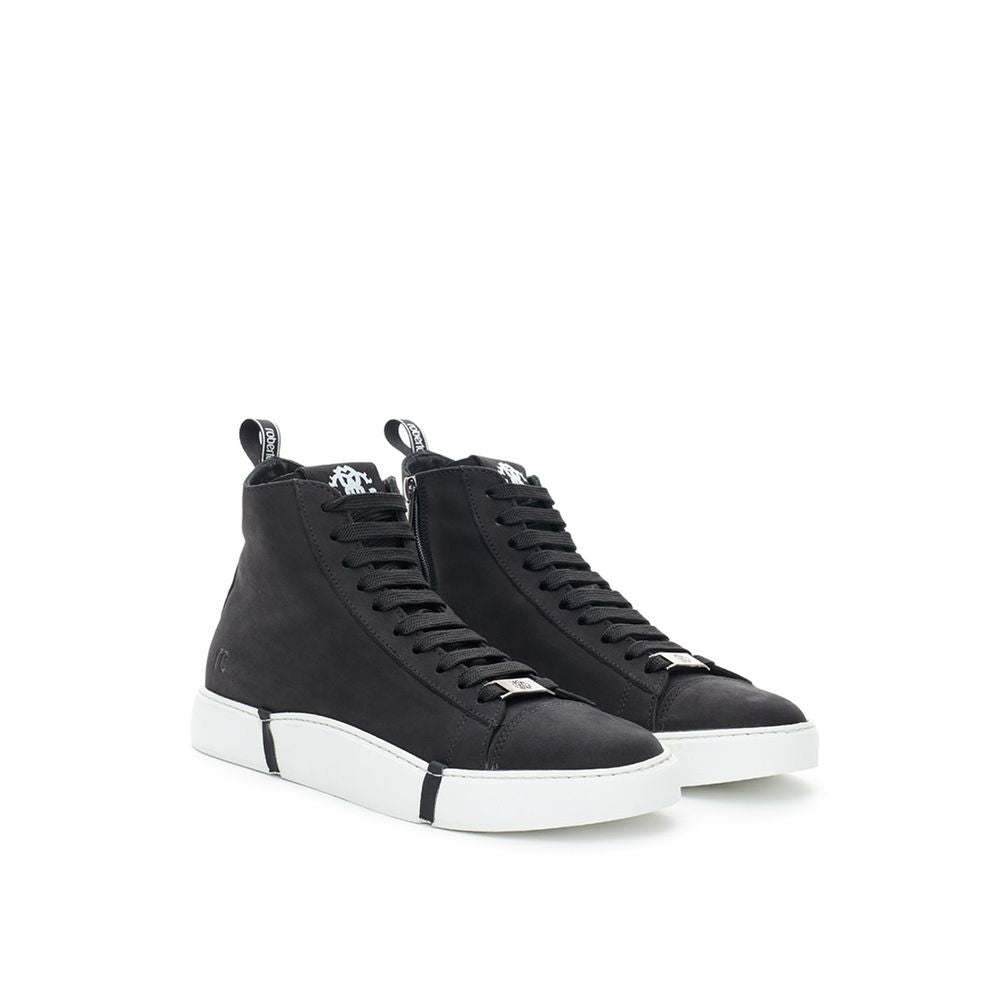 Roberto Cavalli Sleek Black Scamosciata Sneakers | Fashionsarah.com