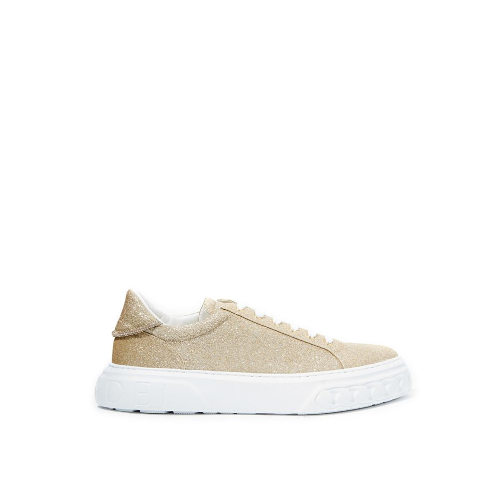 Casadei Elegant Gold Leather Women Sneakers | Fashionsarah.com