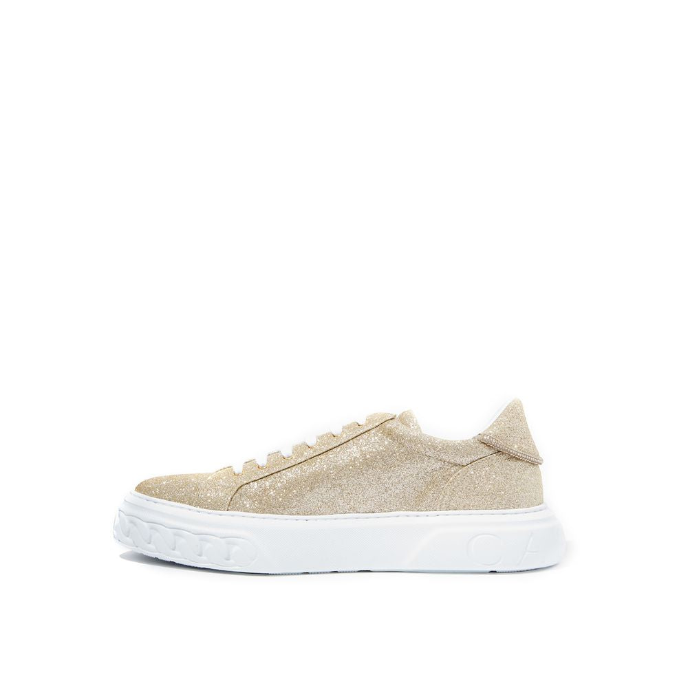 Casadei Elegant Gold Leather Women Sneakers | Fashionsarah.com