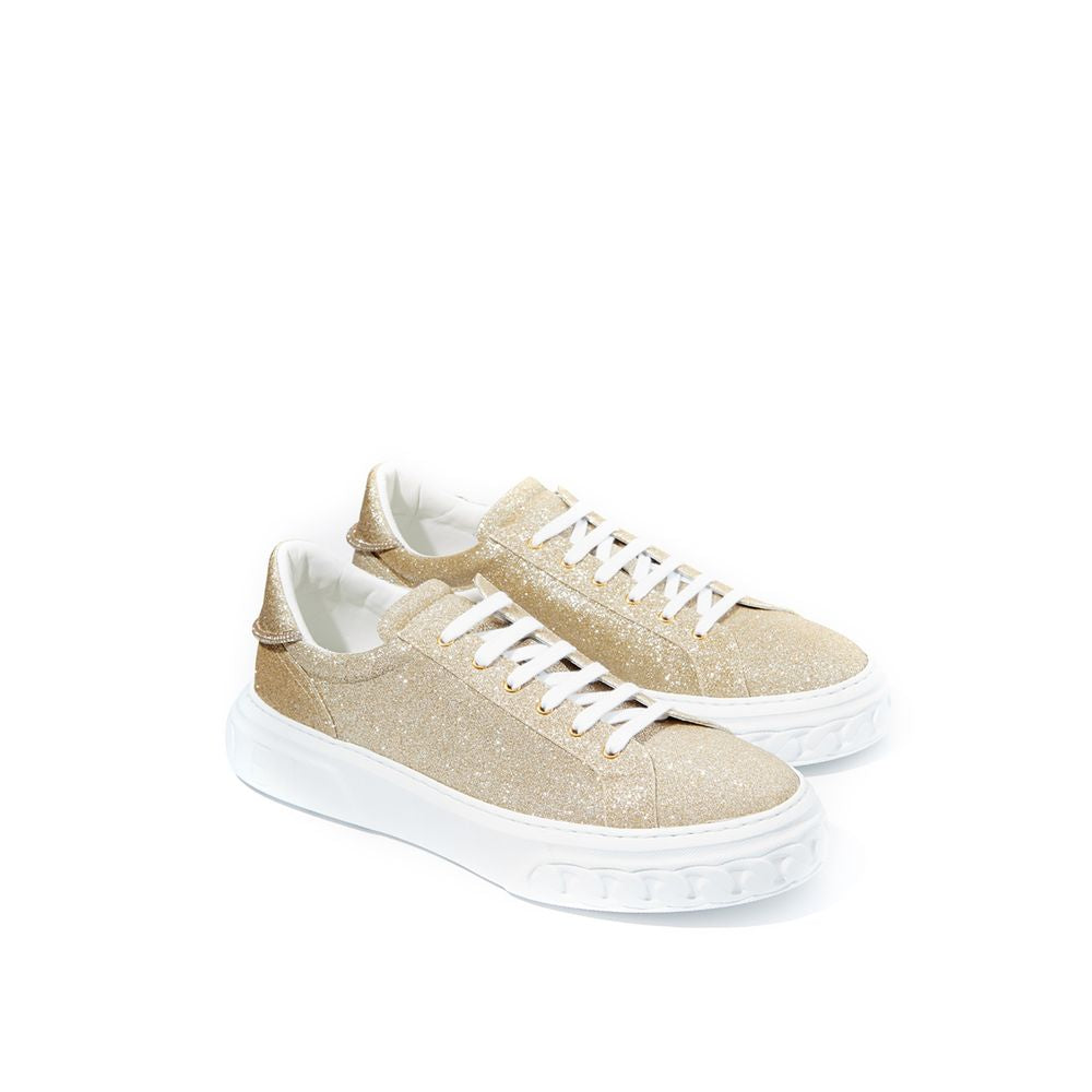 Casadei Elegant Gold Leather Women Sneakers | Fashionsarah.com