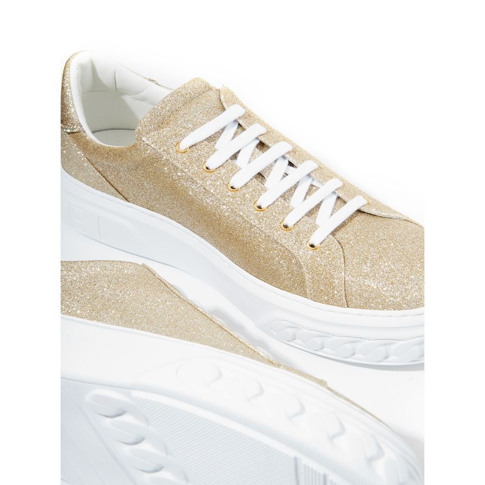 Casadei Elegant Gold Leather Women Sneakers | Fashionsarah.com