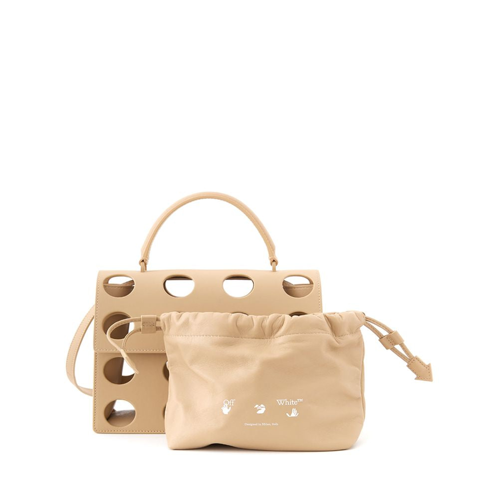 Off-White Beige Leather Handbag - Elegance Meets Function | Fashionsarah.com