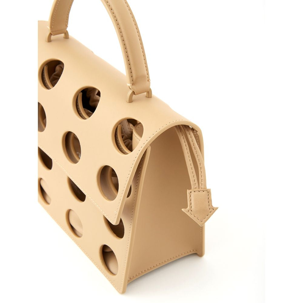 Off-White Beige Leather Handbag - Elegance Meets Function | Fashionsarah.com