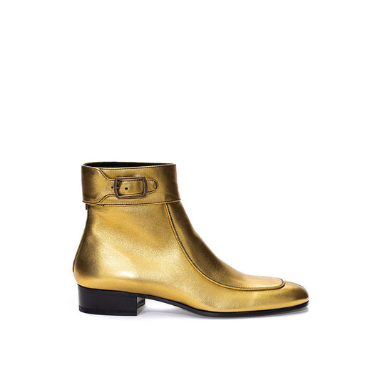 Saint Laurent Gold Leather Boot | Fashionsarah.com