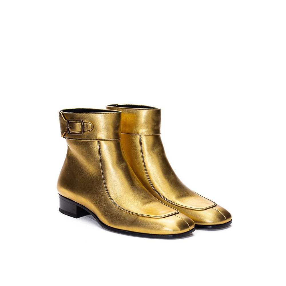 Saint Laurent Gold Leather Boot | Fashionsarah.com