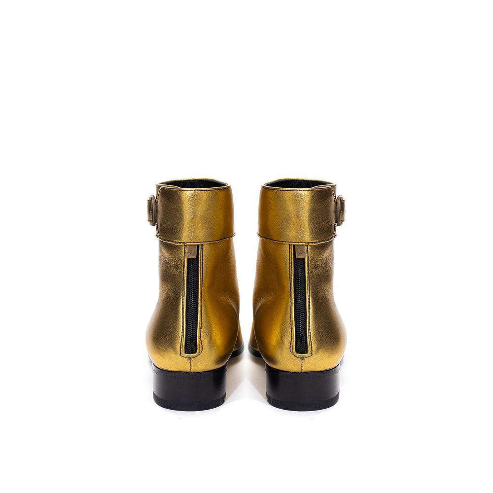 Saint Laurent Gold Leather Boot | Fashionsarah.com