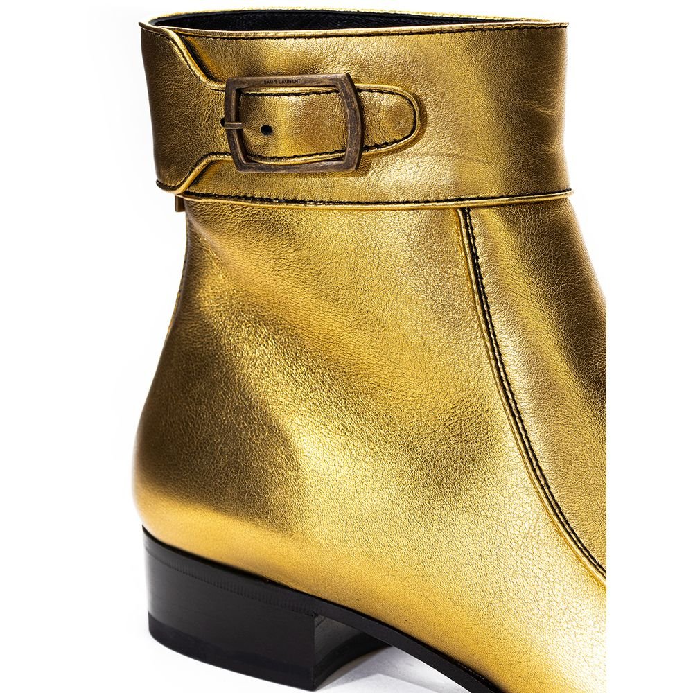 Saint Laurent Gold Leather Boot | Fashionsarah.com