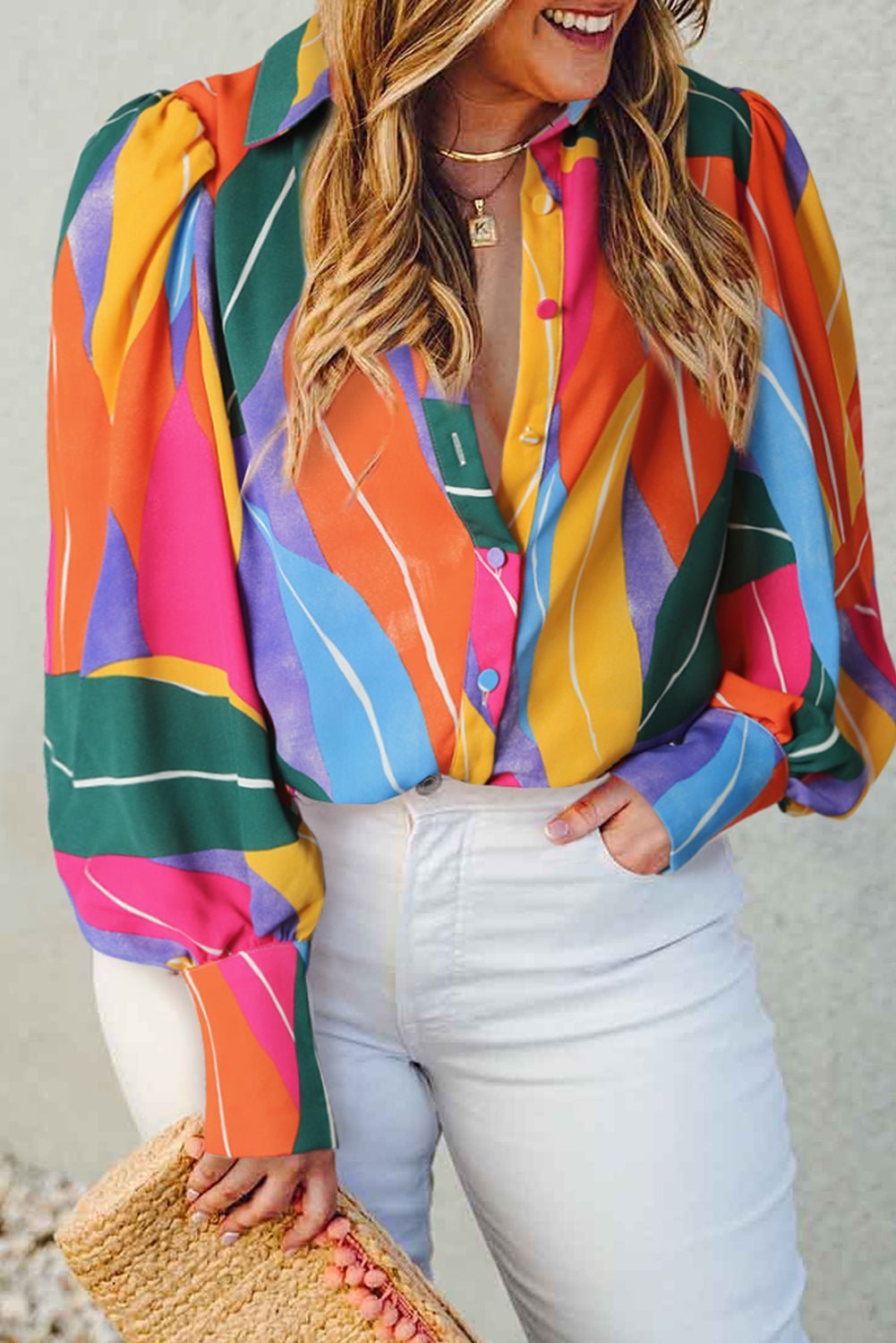 Stripes Lantern Sleeve Shirts | Fashionsarah.com