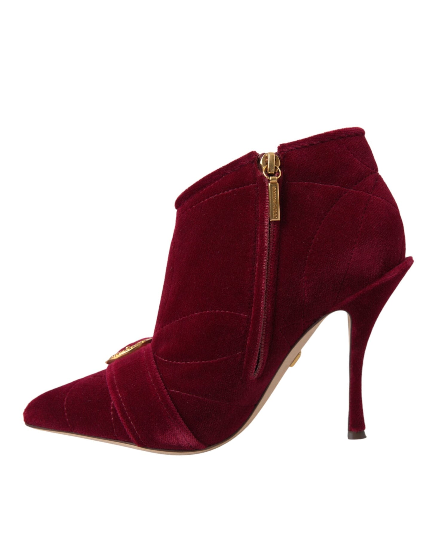 Fashionsarah.com Fashionsarah.com Dolce & Gabbana Dark Red Velvet Devotion Buckle Boots Shoes