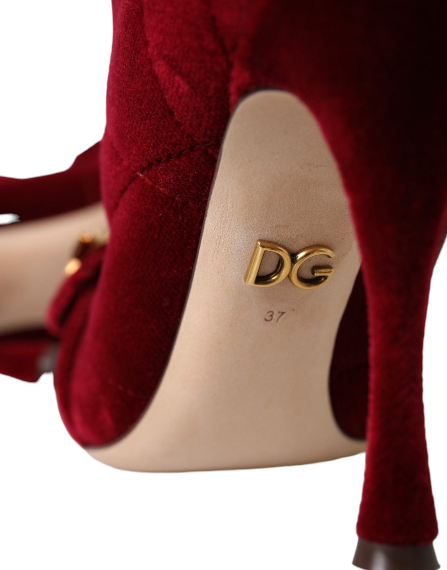 Fashionsarah.com Fashionsarah.com Dolce & Gabbana Dark Red Velvet Devotion Buckle Boots Shoes