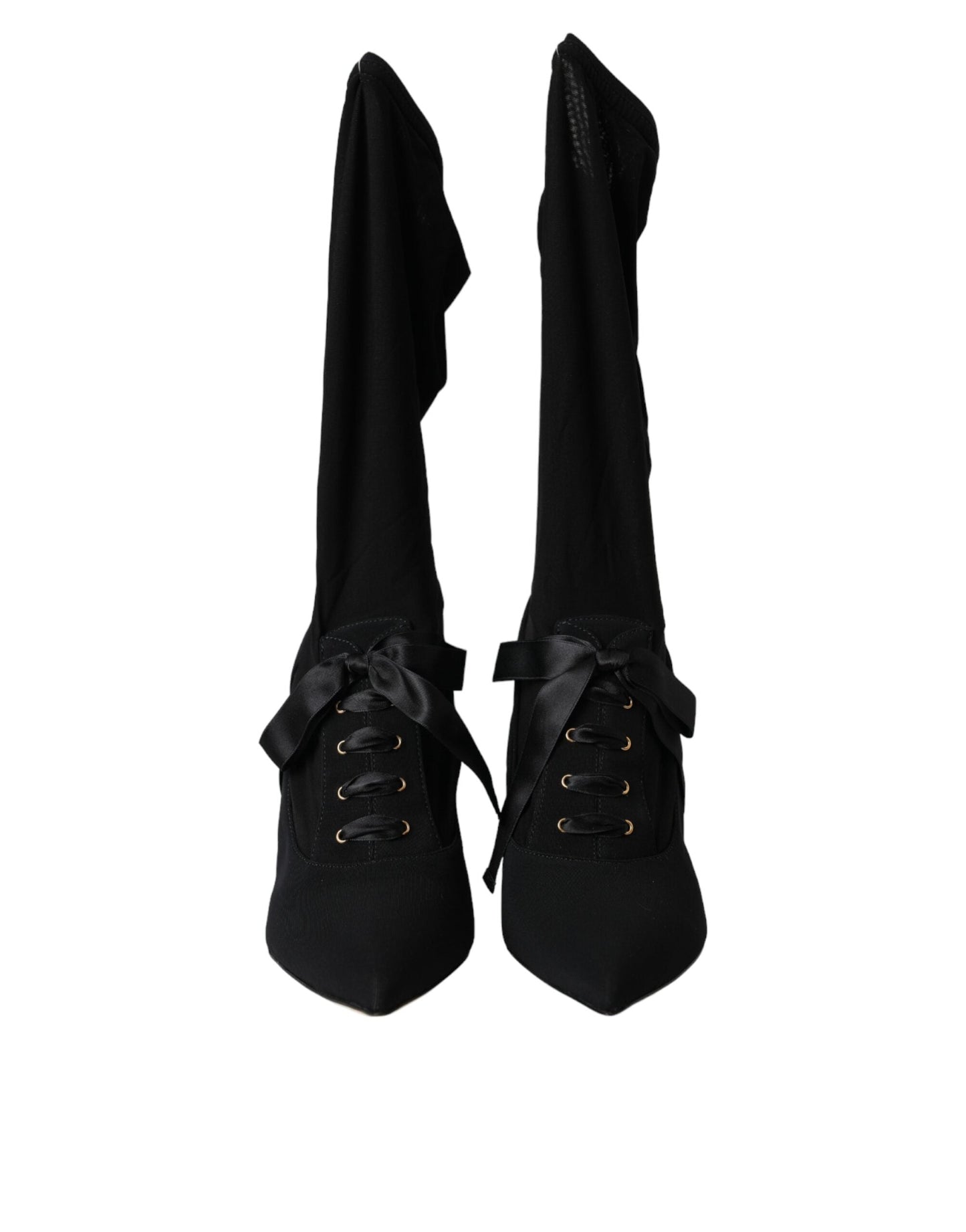 Dolce & Gabbana Black Stiletto Heels Mid Calf Boots Shoes | Fashionsarah.com