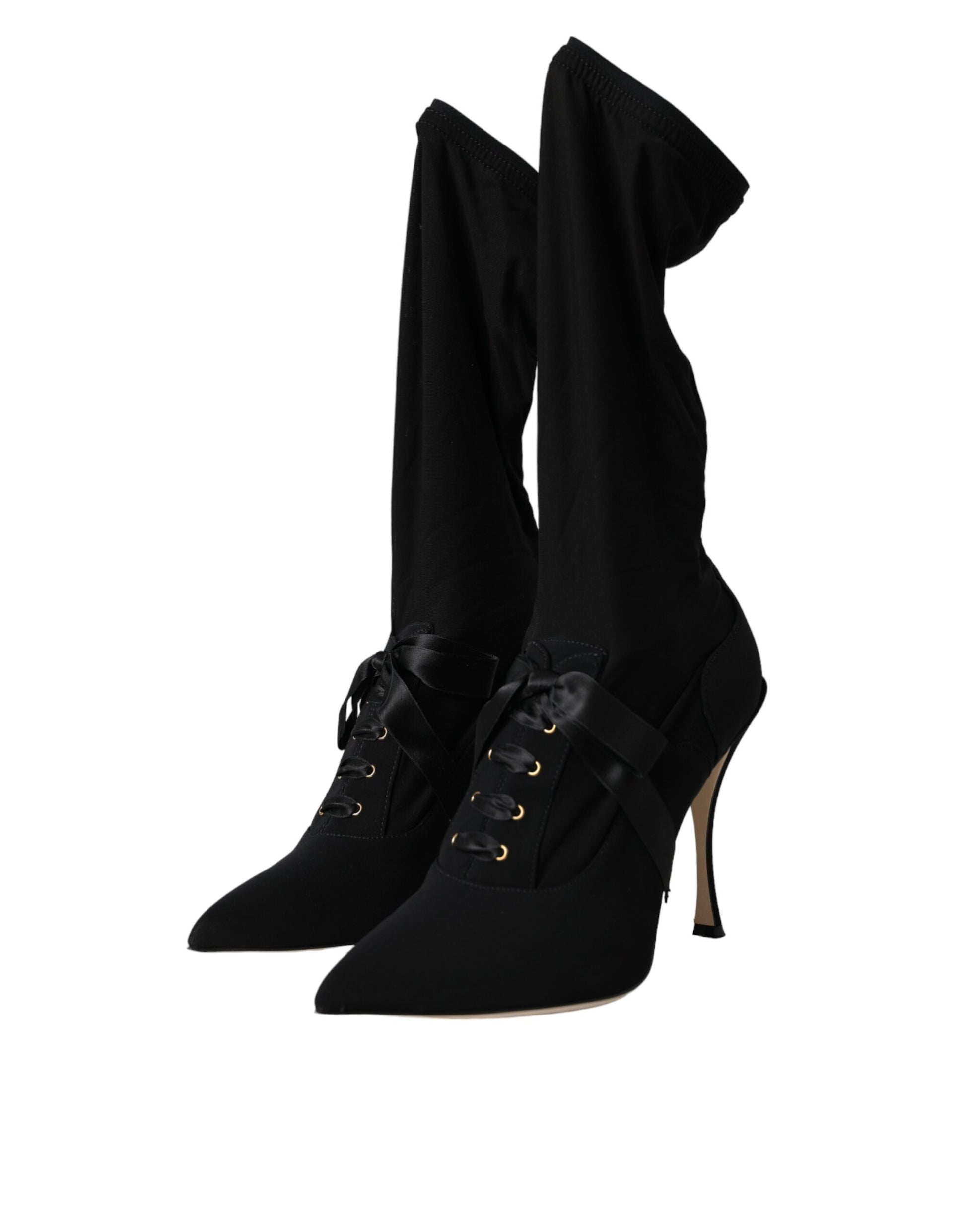 Fashionsarah.com Fashionsarah.com Dolce & Gabbana Black Stiletto Heels Mid Calf Boots Shoes