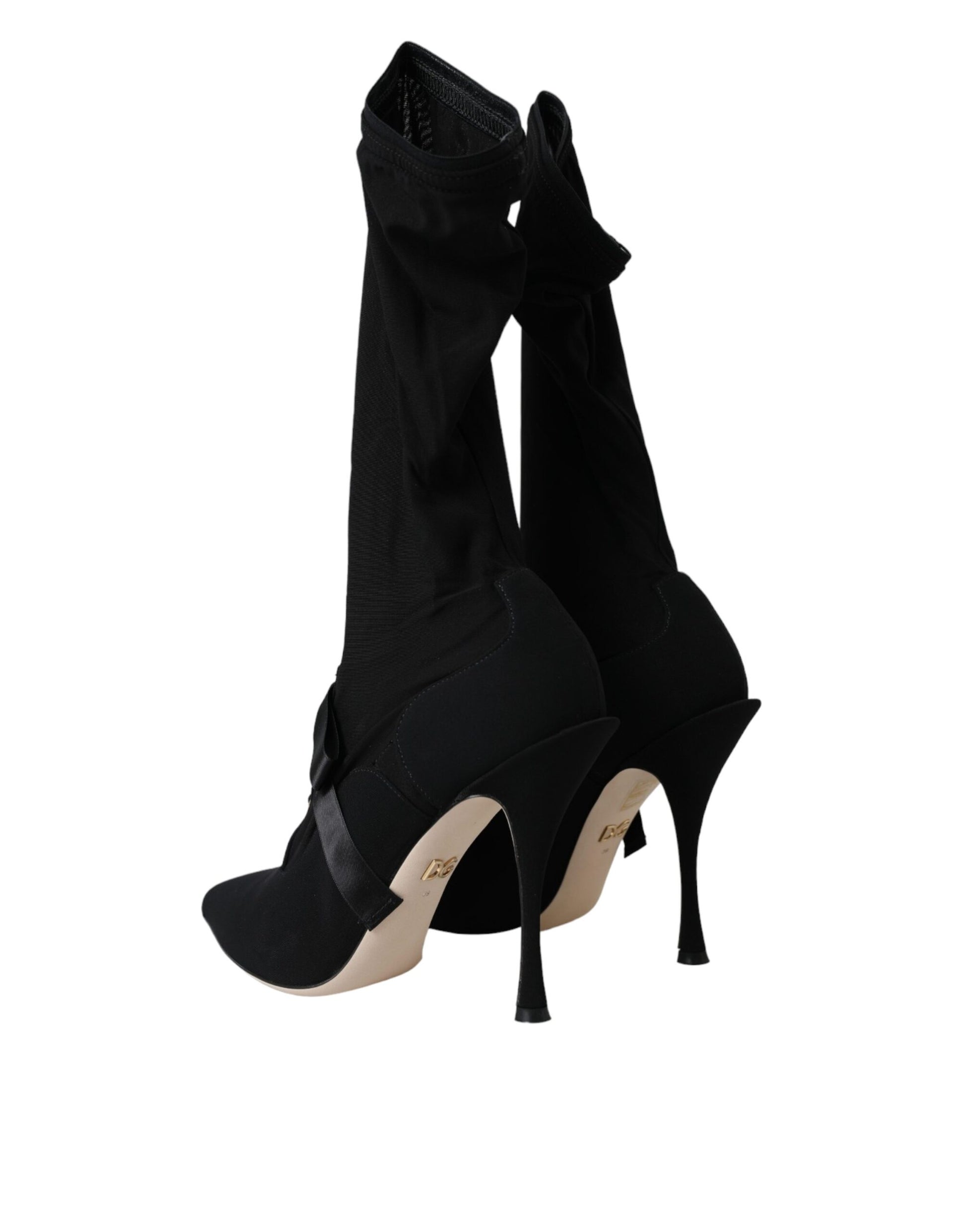 Dolce & Gabbana Black Stiletto Heels Mid Calf Boots Shoes | Fashionsarah.com