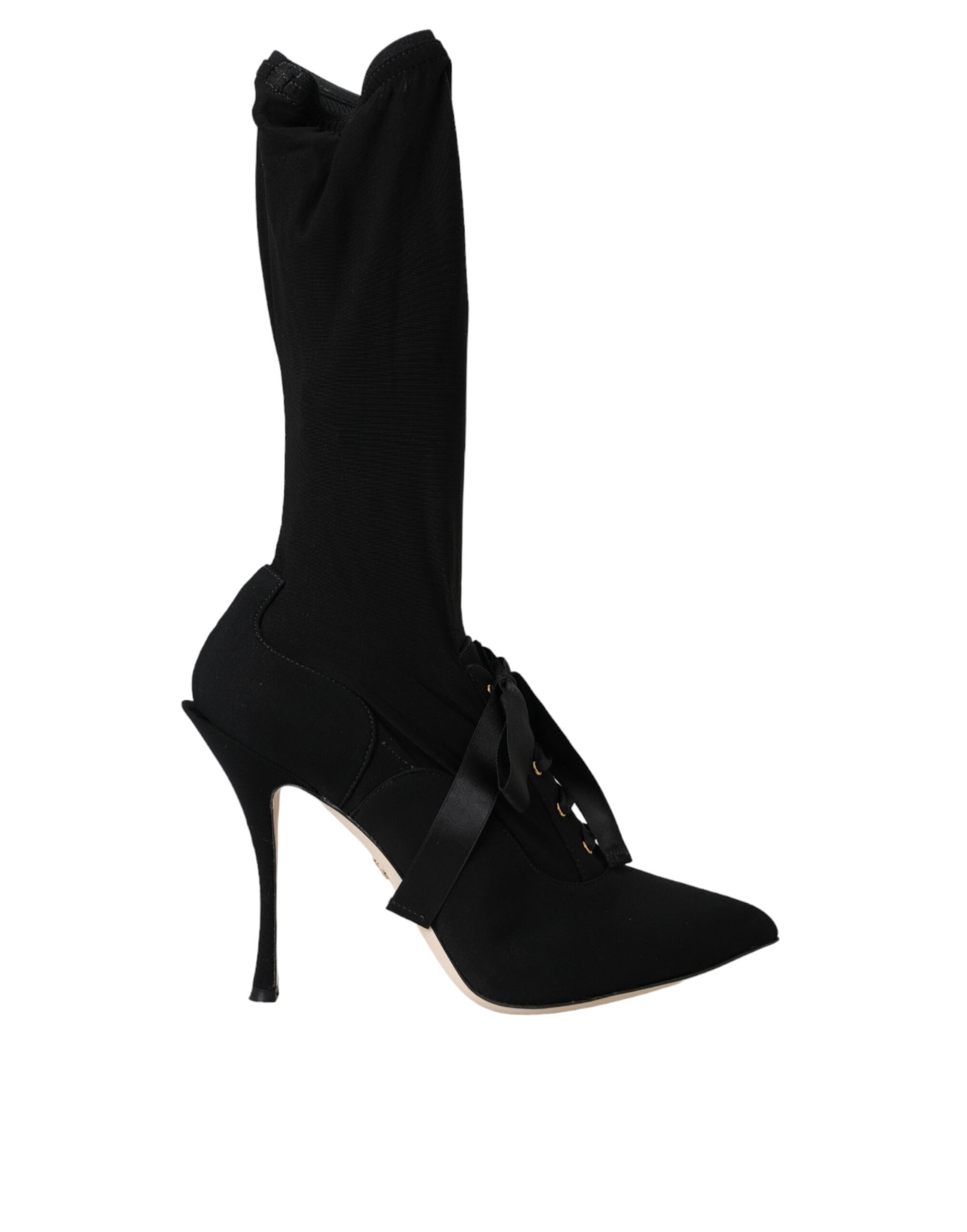 Fashionsarah.com Fashionsarah.com Dolce & Gabbana Black Stiletto Heels Mid Calf Boots Shoes