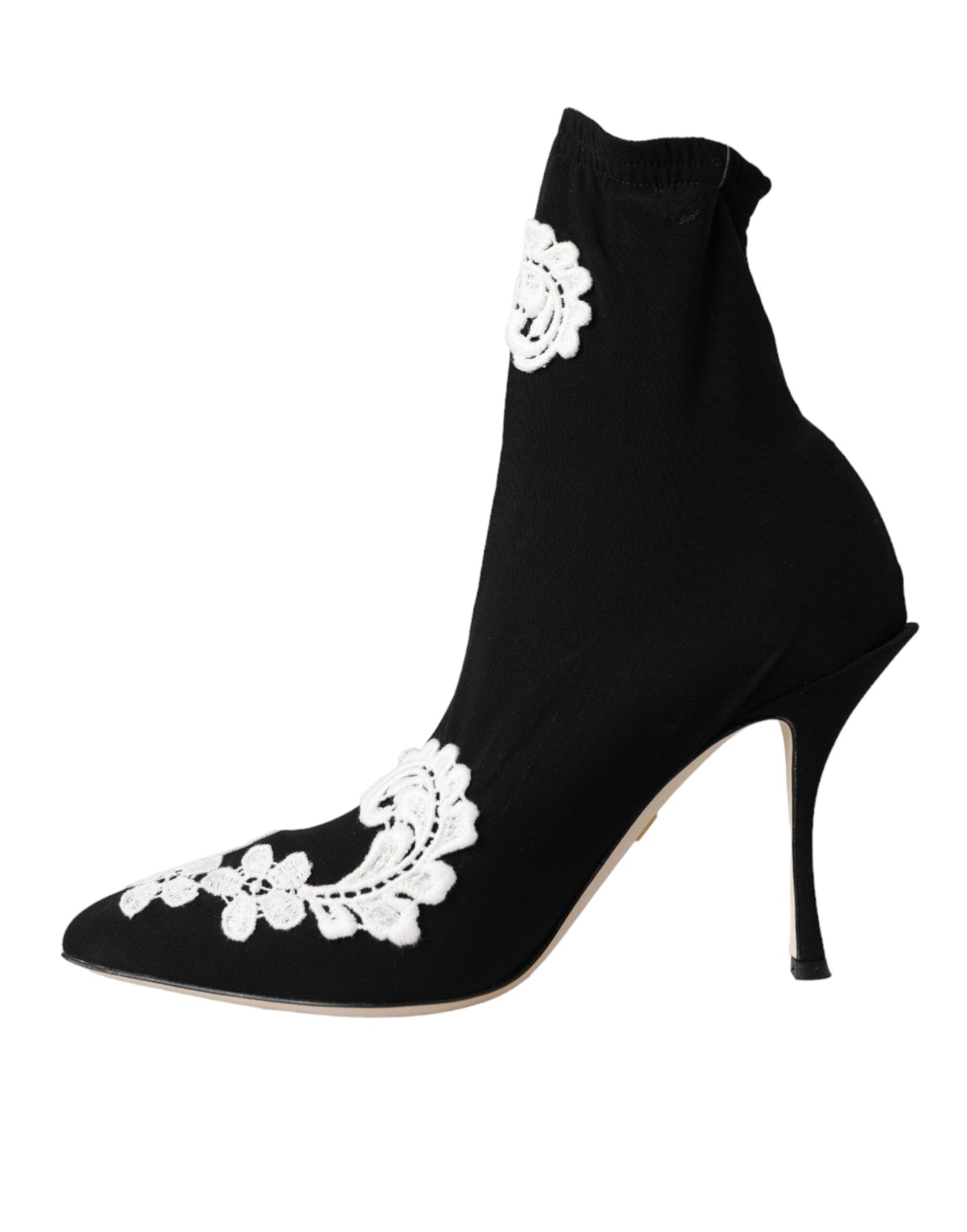 Fashionsarah.com Fashionsarah.com Dolce & Gabbana Black White Embroidery Slip On Boots Shoes