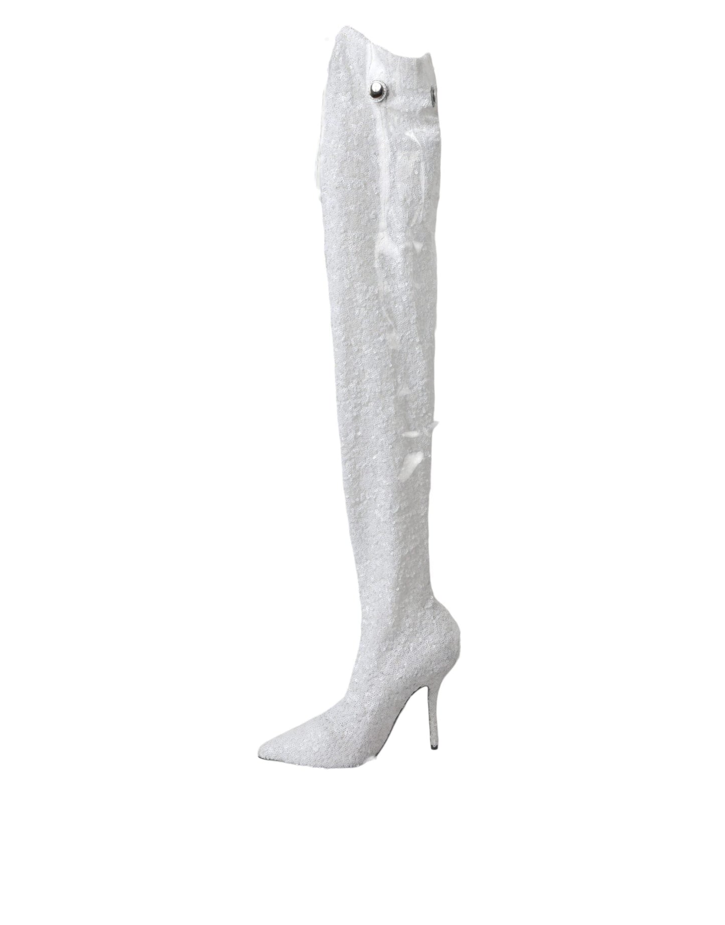 Fashionsarah.com Fashionsarah.com Dolce & Gabbana White Heels Stiletto Knee High Boots Shoes