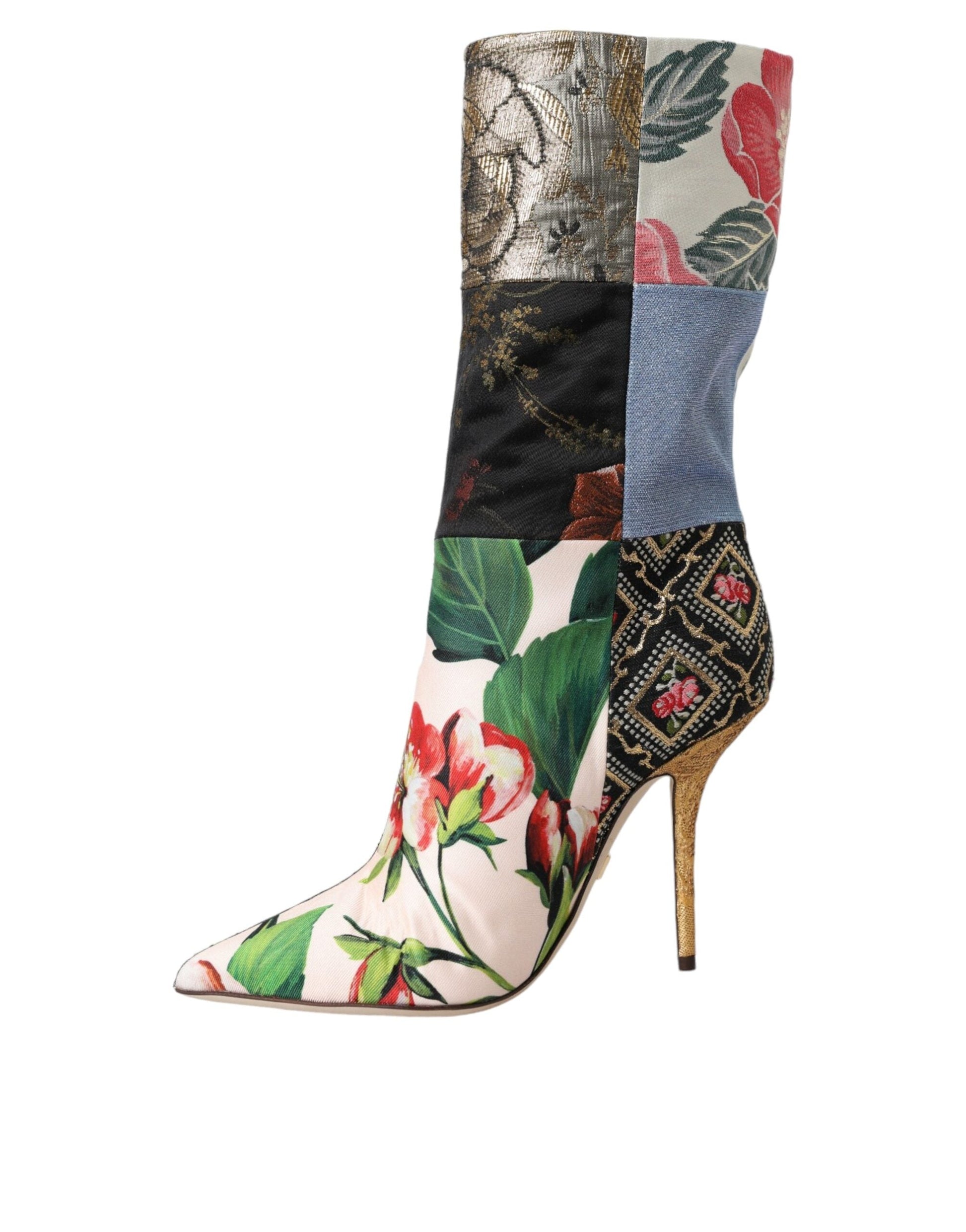 Dolce & Gabbana Multicolor Patchwork Print Heeled Boots Shoes | Fashionsarah.com