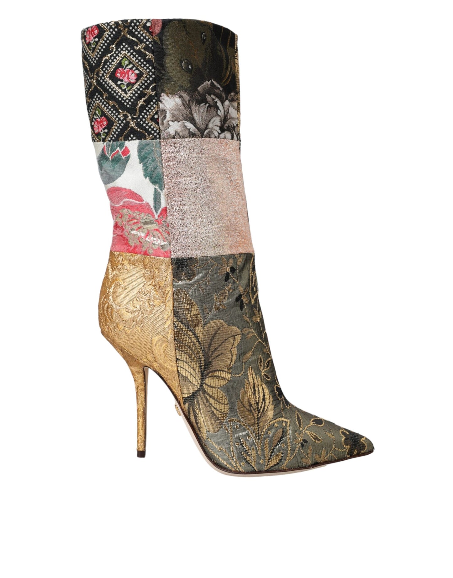 Fashionsarah.com Fashionsarah.com Dolce & Gabbana Multicolor Patchwork Print Heeled Boots Shoes