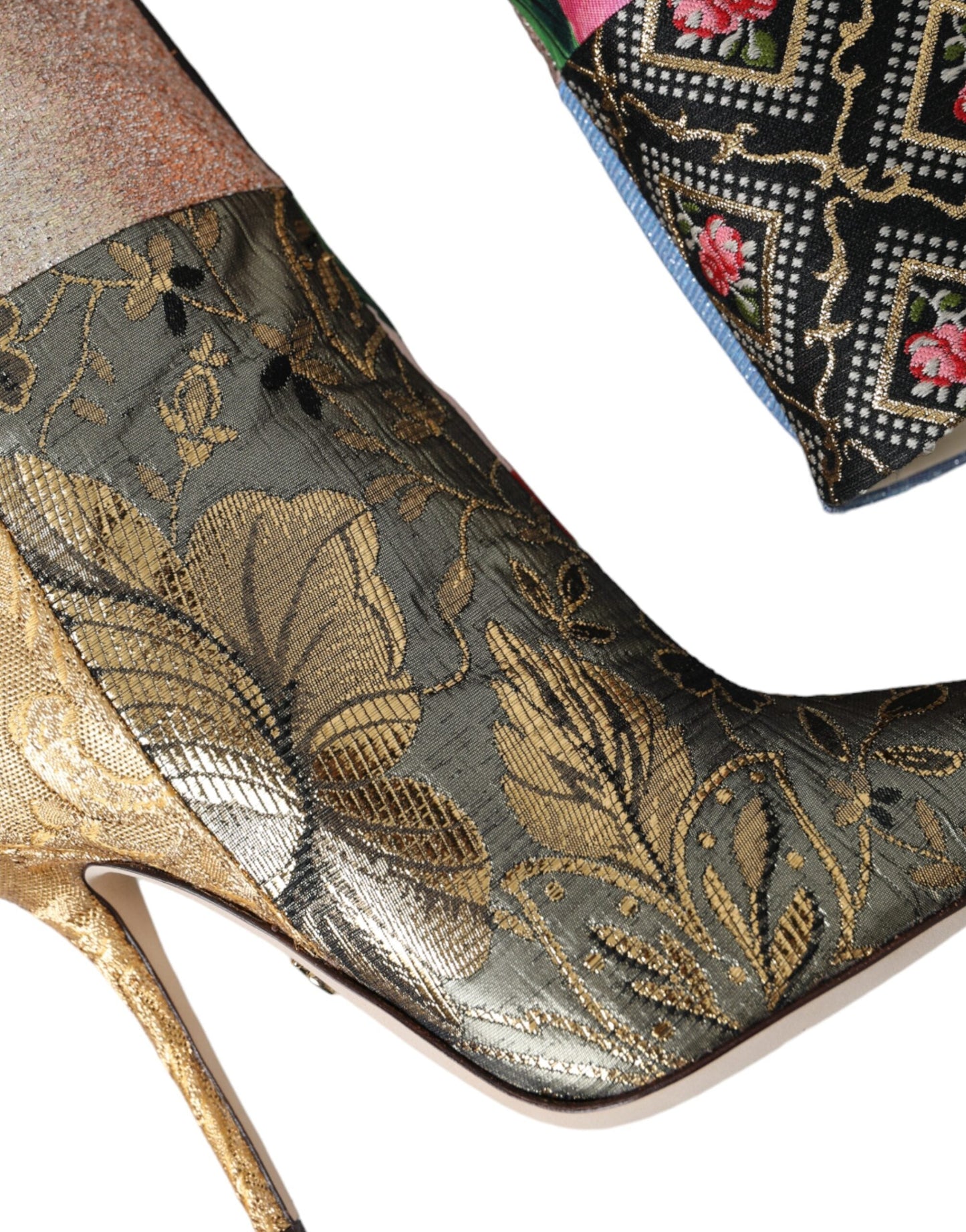 Fashionsarah.com Fashionsarah.com Dolce & Gabbana Multicolor Patchwork Print Heeled Boots Shoes