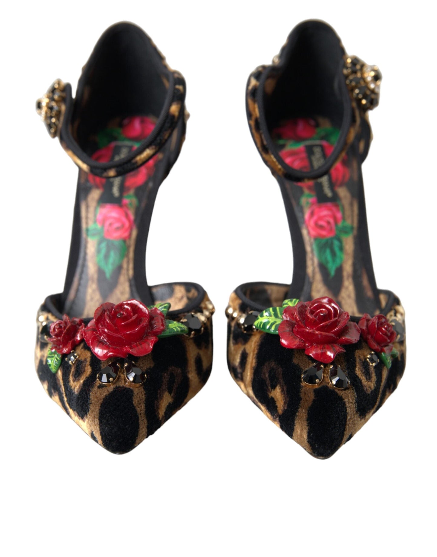 Dolce & Gabbana Brown Leopard Floral Crystal Mary Janes Pumps Shoes | Fashionsarah.com