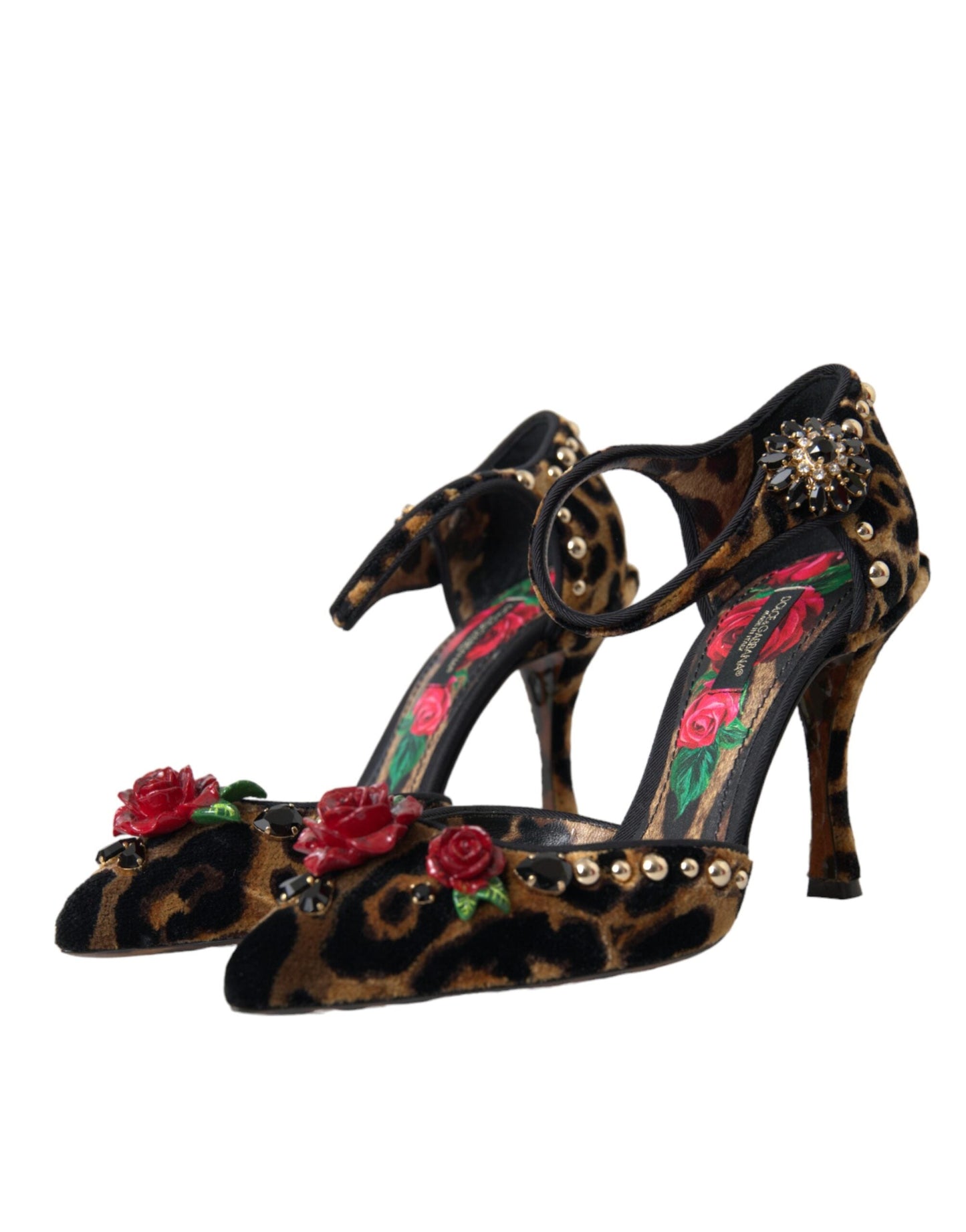 Dolce & Gabbana Brown Leopard Floral Crystal Mary Janes Pumps Shoes | Fashionsarah.com